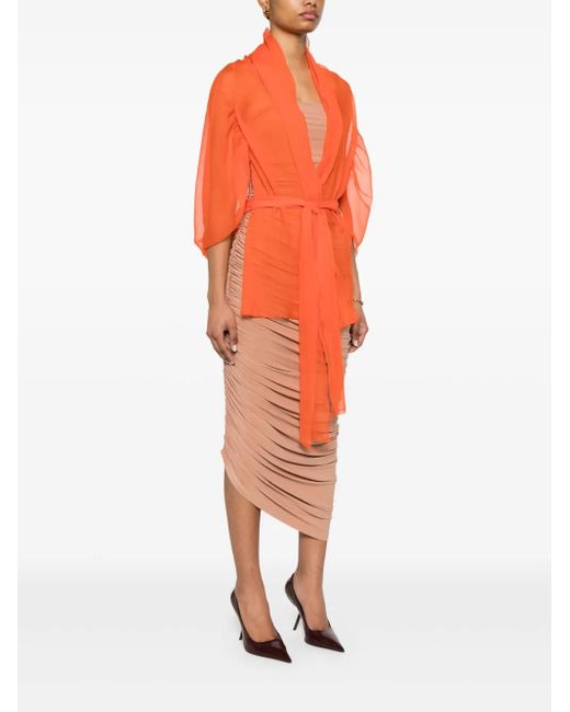 Alberta Ferretti Orange Veste En Soie