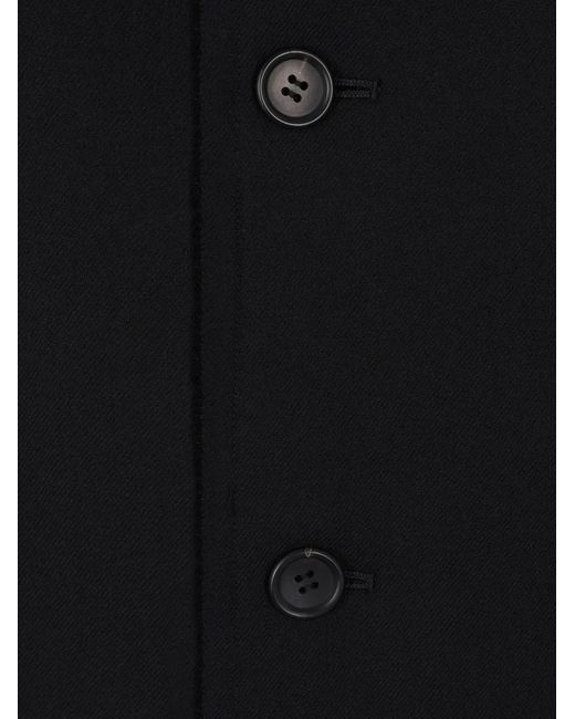 Yohji Yamamoto Black Herringbone Buttoned Coat