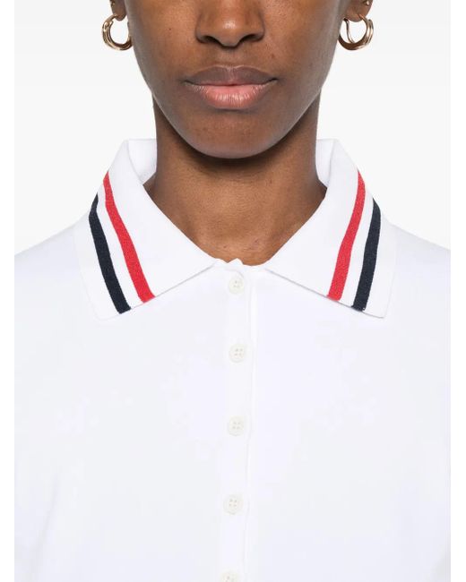 Thom Browne White Jersey Polo Shirt