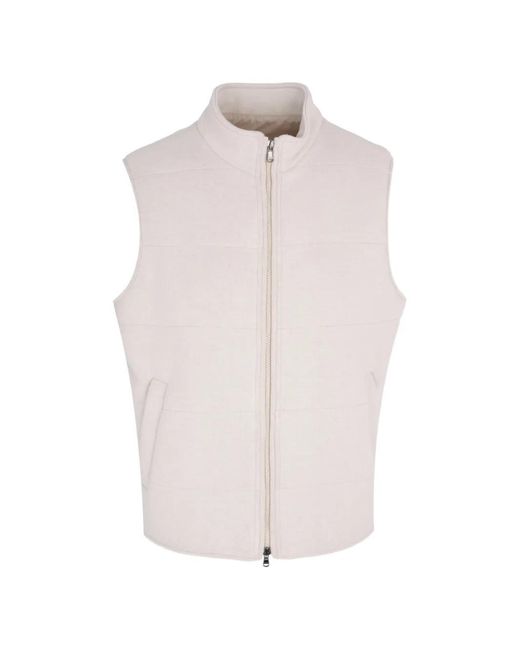 Barba Napoli White Zip-Fastening Quilted Gilet for men