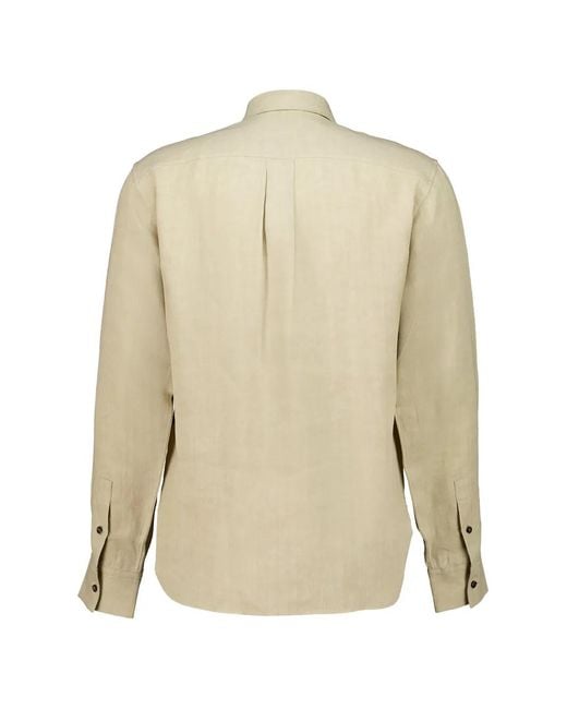 Ferragamo Natural Button-Up Patch-Pocket Shirt for men