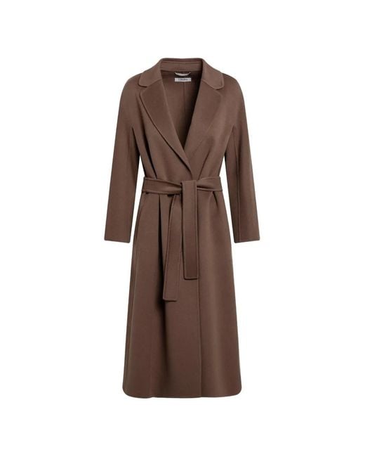 Max Mara Brown Belted Wrap-Style Coat