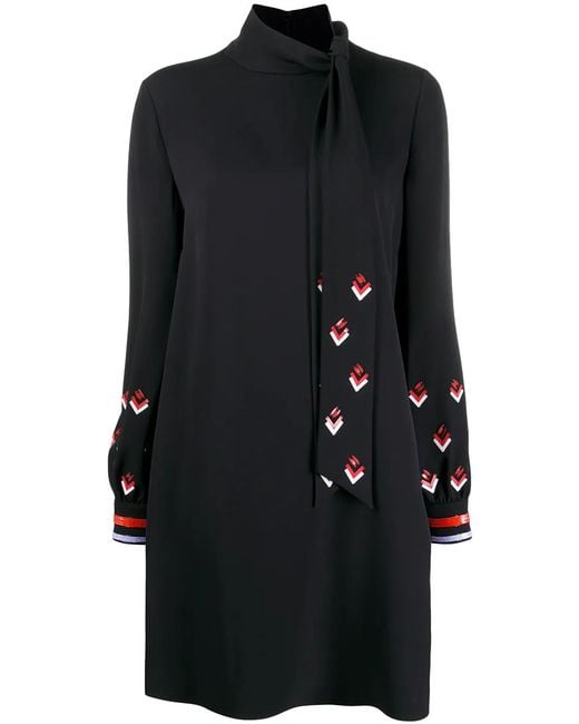 Valentino Garavani Black Sequin-Detail Long-Sleeve Dress