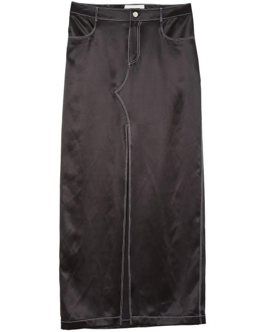Fleur du Mal Black Silk Maxi Skirt