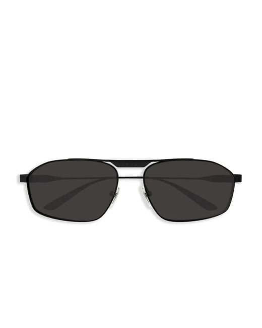 Balenciaga Black Metal Frame Rectangular Sunglasses