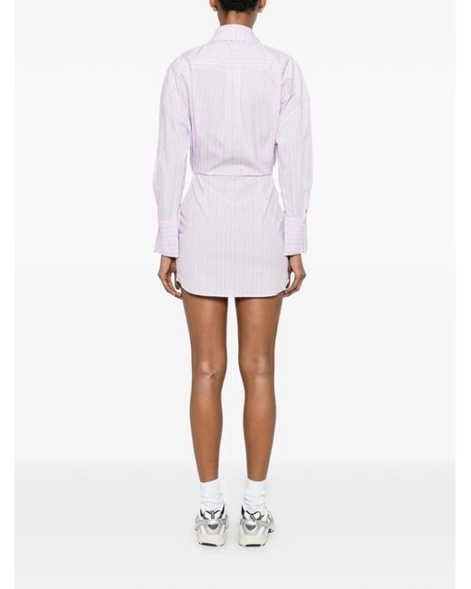 WRSTBHVR White Robe Courte Boutonnée À Rayures