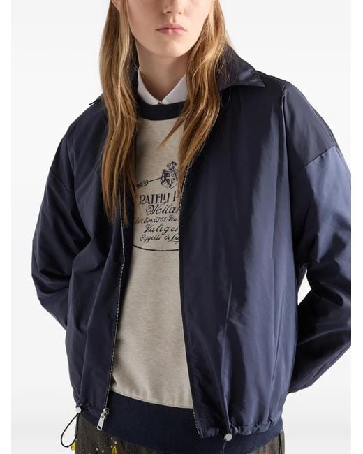 Prada Blue Reversible Jersey Blouson Jacket