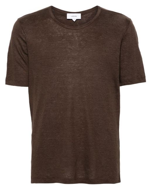 Lardini Brown Short-sleeve Linen T-shirt for men