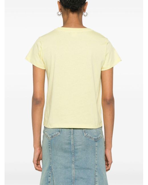 Pinko Yellow Logo-print Cotton T-shirt