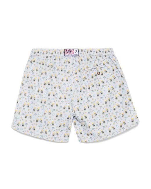 Mc2 Saint Barth White Aperitif Beer-Print Swim Shorts for men
