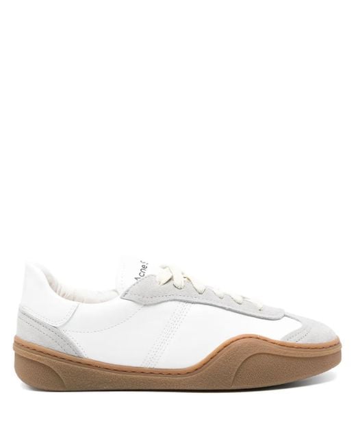 Acne White Panelled-Design Leather Sneakers