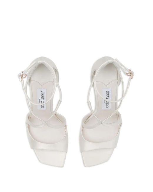 Jimmy Choo White 95Mm Azia T-Strap Sandals