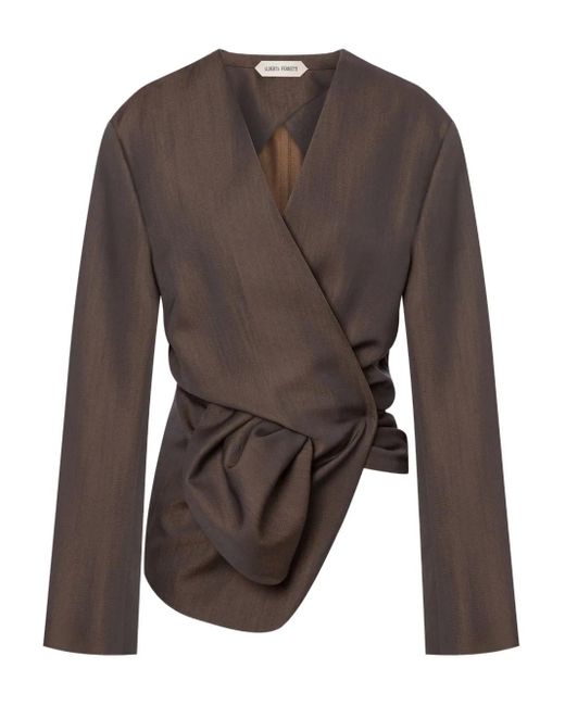 Alberta Ferretti Brown Ruched-Detailing Blouse