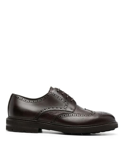 Henderson Brown Perforated Leather Derby Shoes for men