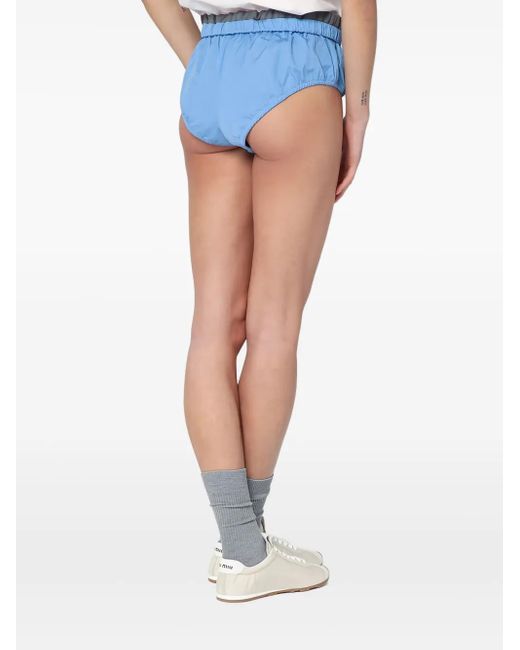 Miu Miu Blue Logo-Patch Mini Shorts