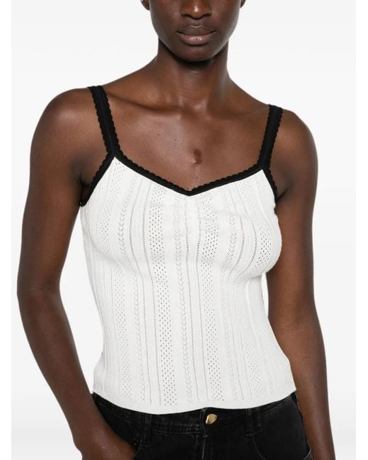 Maje Natural Pointelle-Knit Tank Top
