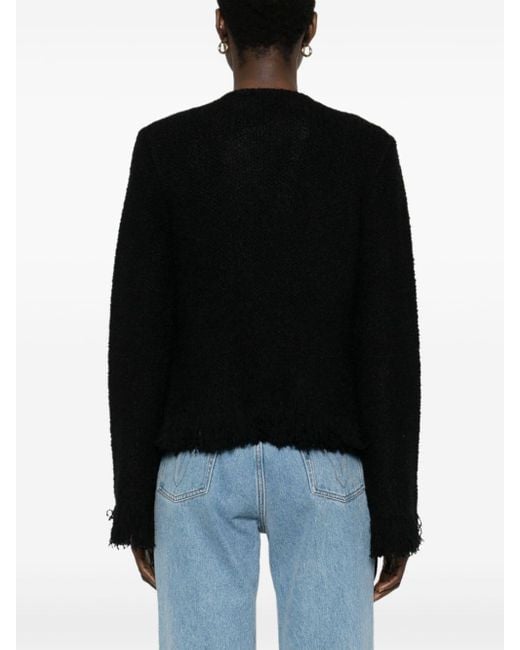 Chloé Black Fringed Bouclé Tweed Jacket