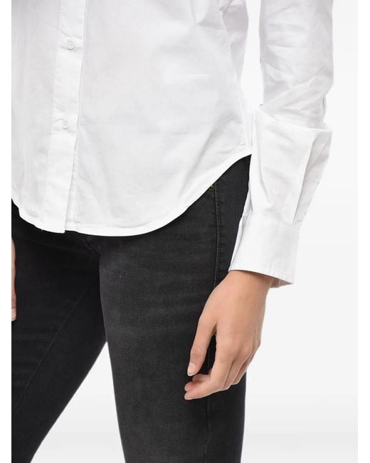 DIESEL White Logo-Embroidered French-Collar Shirt