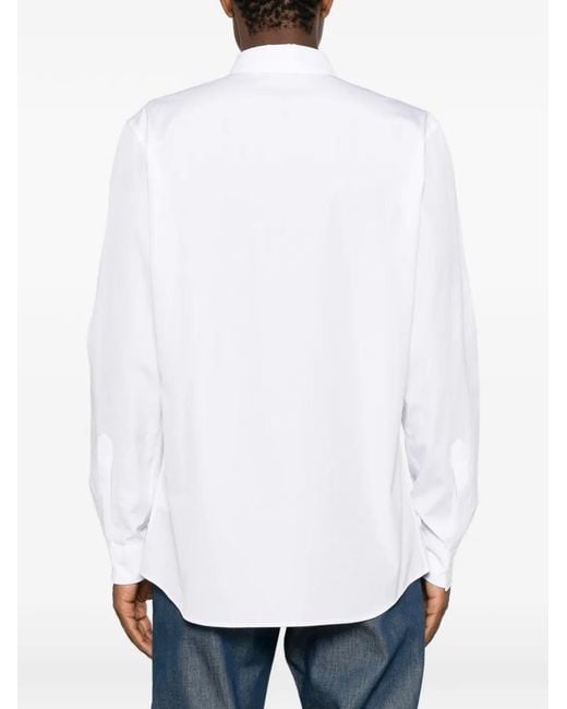 Moschino White Logo-Patch Button-Down Shirt for men