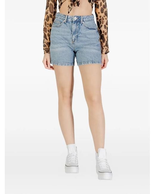 Ichi Blue Five-Pockets Denim Shorts