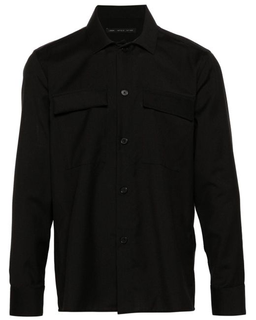 Low Brand Black Patch-pocket Virgin-wool Shirt for men
