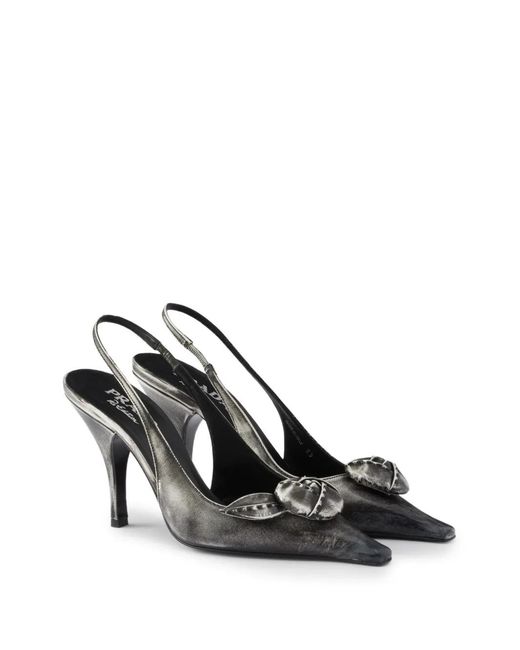 Prada Metallic Leather Slingback Pumps