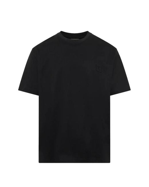 Wooyoungmi Black Flower-Print Logo-Patch T-Shirt for men