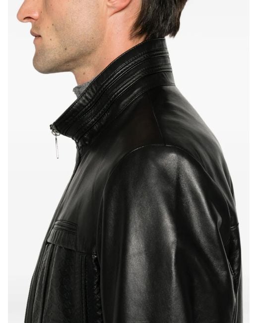 SERGIO MORETTI FIRENZE Black Snakeskin-Effect Panelled Jacket for men