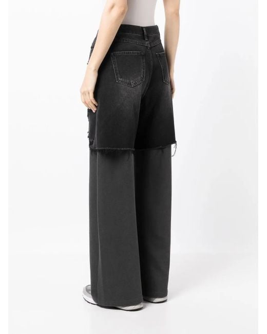 Goen.J Black Distressed Straight-Leg Jeans