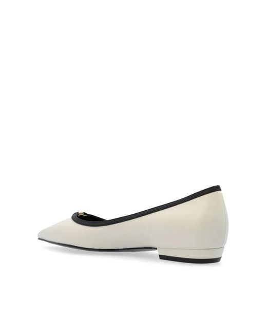 Tory Burch White Double T-Plaque Ballerina Shoes