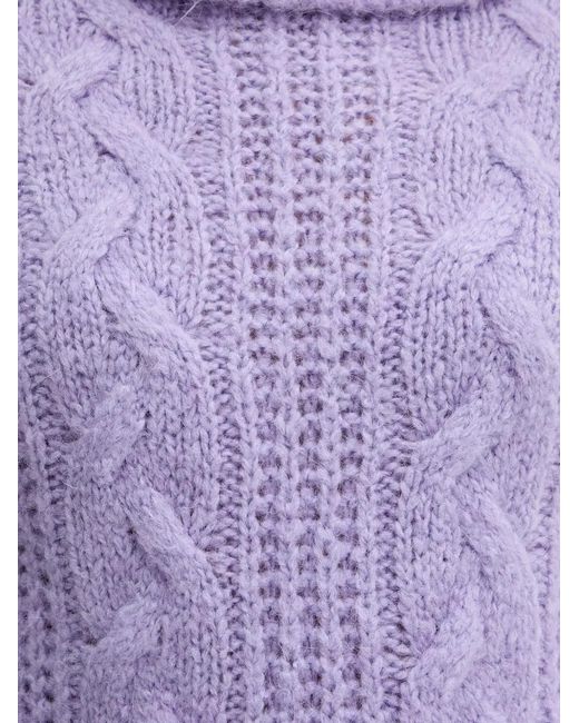 Morgan Purple Cable-Knit Roll-Neck Sweater