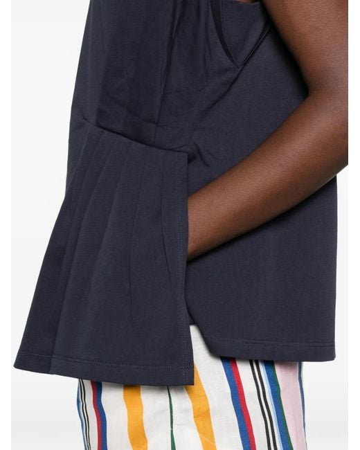 Twinset Blue Pleated Asymmetric T-Shirt