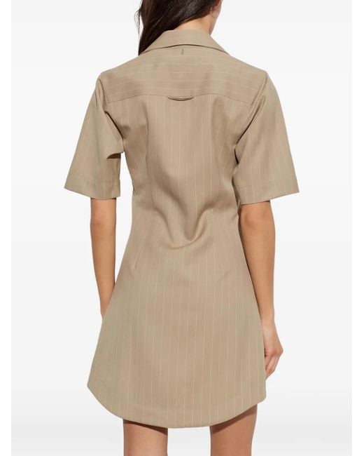 AMI Natural Pinstripe-Pattern Wool Dress