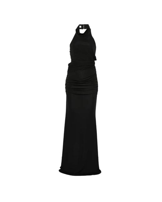 ANDAMANE Black Stella Draped Maxi Dress
