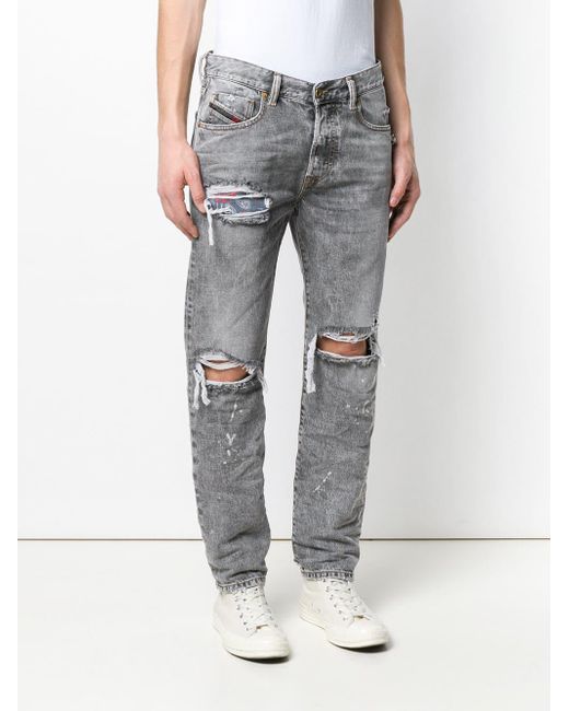 DIESEL Denim Mharky Slim Jeans in Grey (Gray) for Men - Lyst