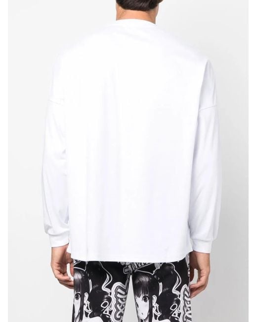 Gcds White Logo-Print Long-Sleeved T-Shirt for men