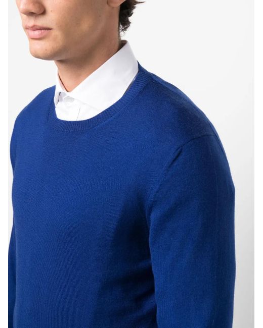 Fay Blue Crew-Neck Wool Jumper for men