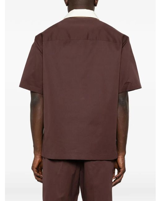 Jil Sander Purple Collared Short-Sleeves Shirt for men