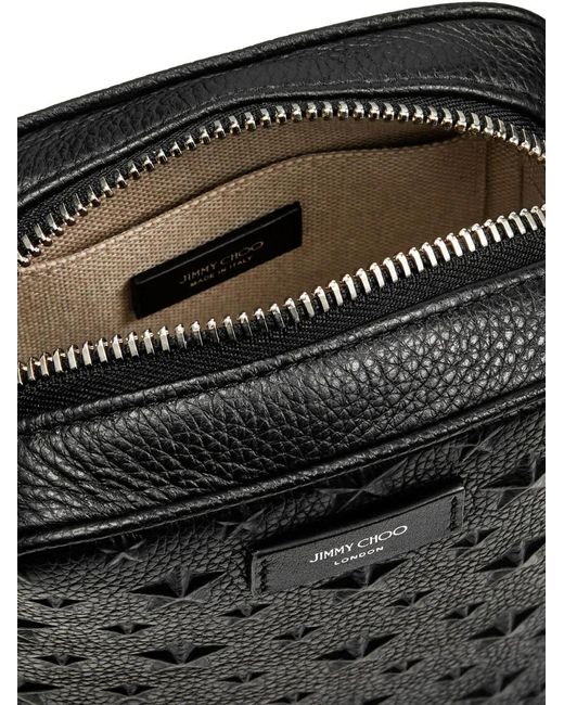 Jimmy Choo Black Kimi Leather Messenger Bag for men