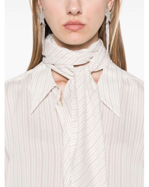 Dorothee Schumacher White Scarf-Detail Striped Blouse