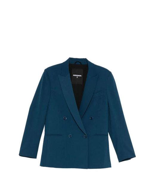 Patrizia Pepe Blue Double-Breasted Blazer