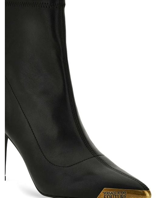 Versace Jeans Couture Black Metallic-Toe Slip-On Boots