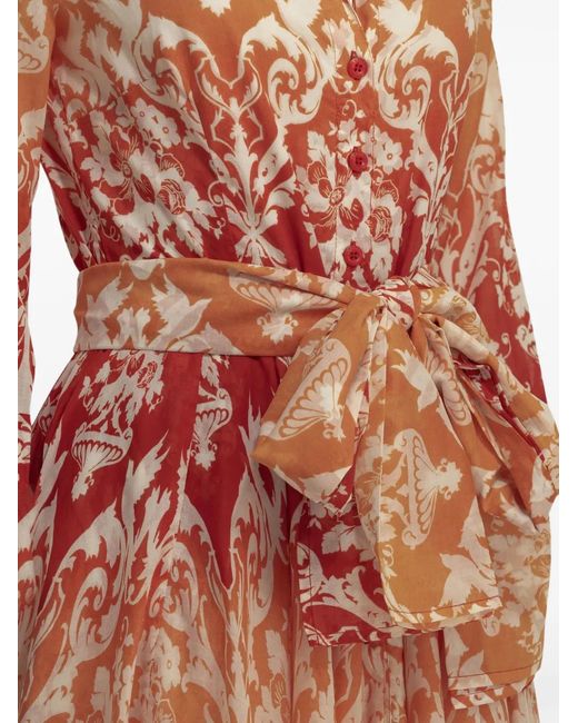 Samantha Sung White Belted Ombré-Effect Midi Dress