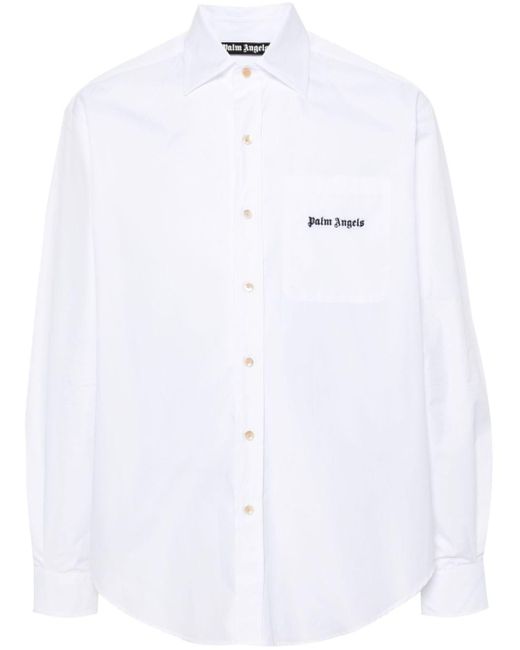 Camisa con logo bordado Palm Angels de hombre de color White