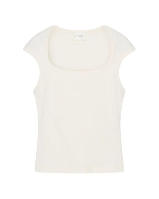 Closed White Ribbed-Knit T-Shirt
