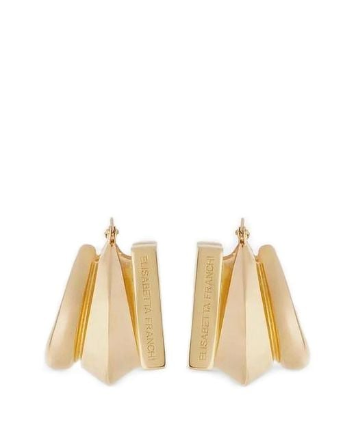 Elisabetta Franchi Metallic Boucles D'Oreilles À Logo Gravé