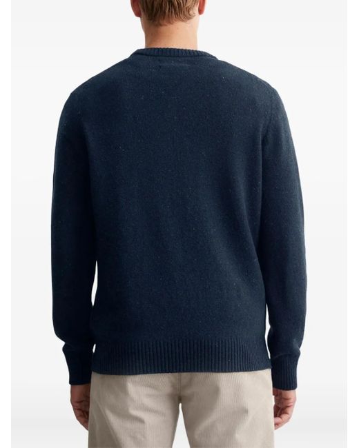 Marc O' Polo Blue Textured Crew-Neck Sweater for men