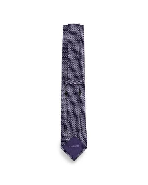 Tom Ford Blue Geometric-Patterned Tie for men