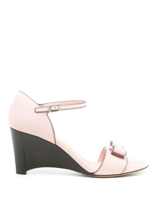 Ferragamo Pink Wedge-Sandalen Mit Vara-Schleife