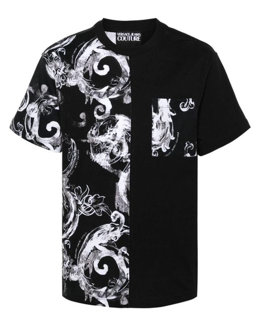 Versace Katoenen T-shirt Met Barokprint in het Black voor heren
